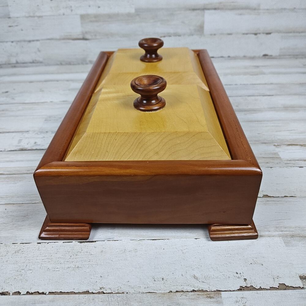 Dual Compartment Lidded Wooden Trinket/Countertop Box Post-Mid-Century-Modern - Picture 3 of 8